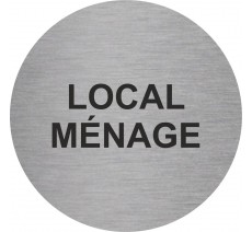 Plaque porte ronde "LOCAL MÉNAGE" argent