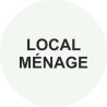 Plaque porte ronde "LOCAL MÉNAGE" blanc
