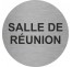 Plaque porte ronde salle de réunion argent