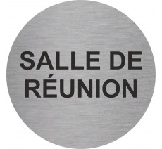 Plaque porte ronde salle de réunion argent