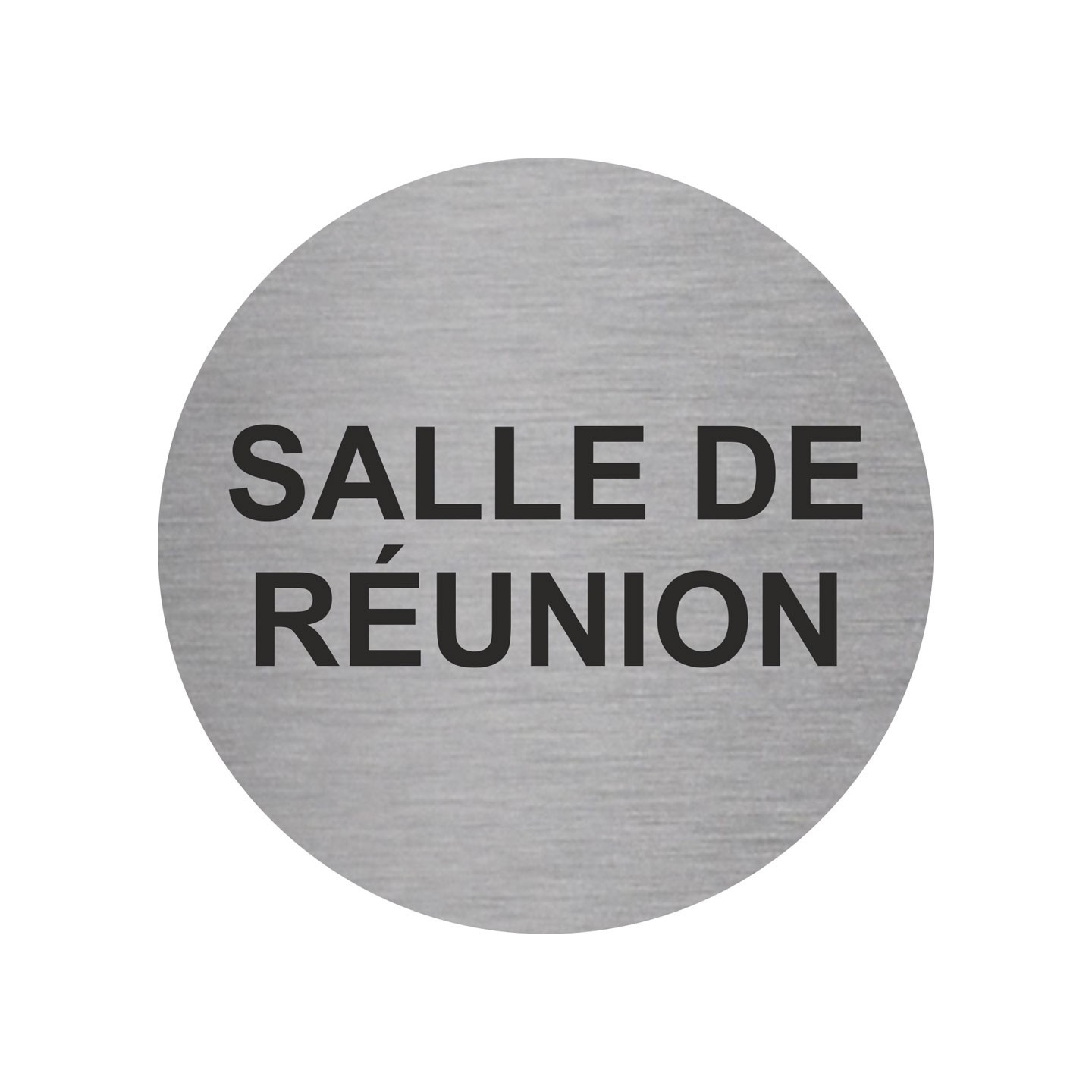 Plaque porte ronde salle de réunion argent