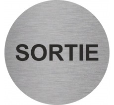 Plaque porte ronde "SORTIE" - Ø83 mm - aluminium ou pvc