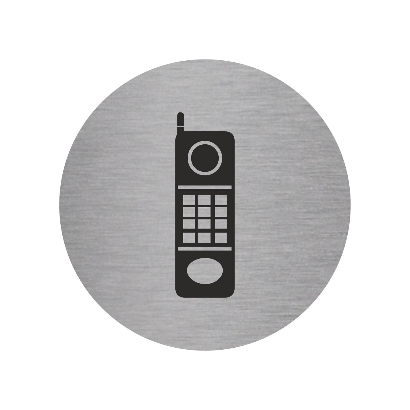 Plaque porte ronde téléphone argent