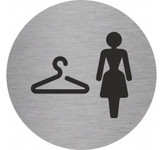 Plaque porte alu ou pvc picto rond vestiaire femmes