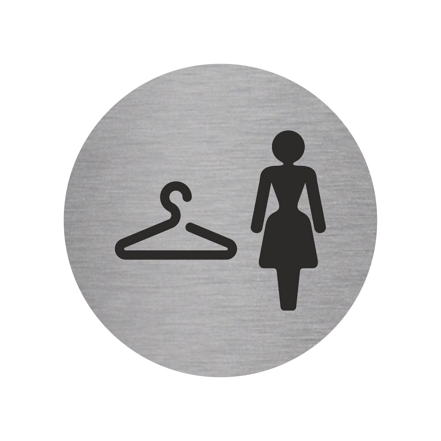 Plaque porte ronde vestiaire femmes argent