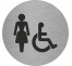 Plaque porte alu picto rond toilettes femme, handicapé