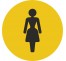 Plaque porte ronde toilettes femme jaune