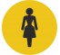 Plaque porte ronde toilettes femme jaune