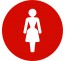 Plaque porte ronde toilettes femme rouge