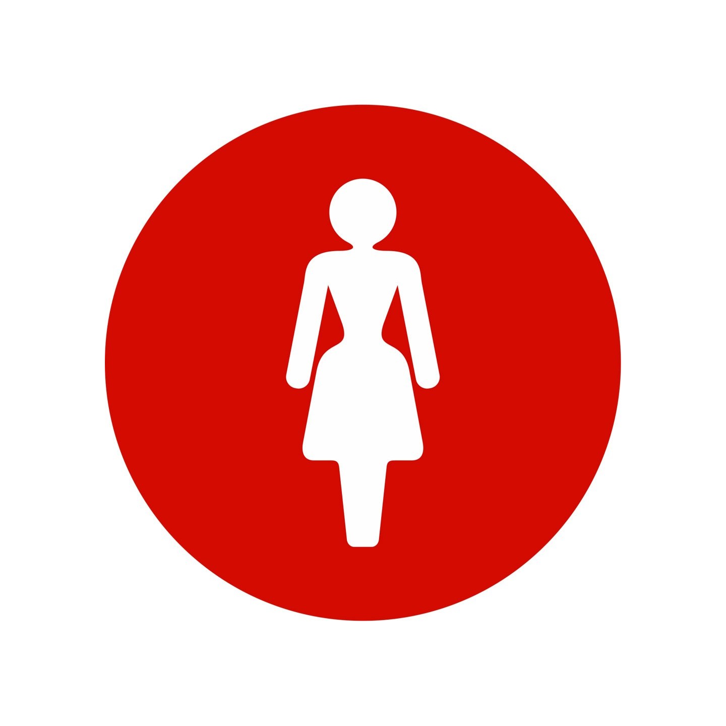 Plaque porte ronde toilettes femme rouge