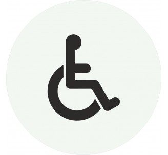 Plaque porte ronde toilettes handicapé blanc