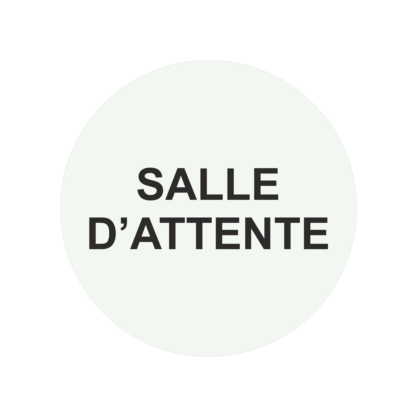 Plaque porte ronde Salle d'attente blanc