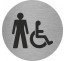 Plaque porte ronde toilettes homme , handicapé argent