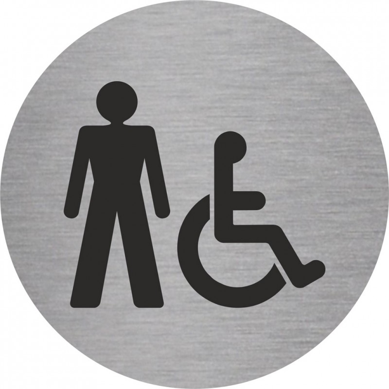 Plaque porte Toilettes hommes, handicapés - Plaque ronde Ø83 mm