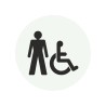 Plaque porte ronde toilettes homme , handicapé blanc