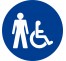 Plaque porte ronde toilettes homme , handicapé bleu