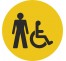 Plaque porte alu brossé picto rond toilettes homme , handicapé