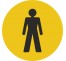 Plaque porte ronde toilettes homme jaune