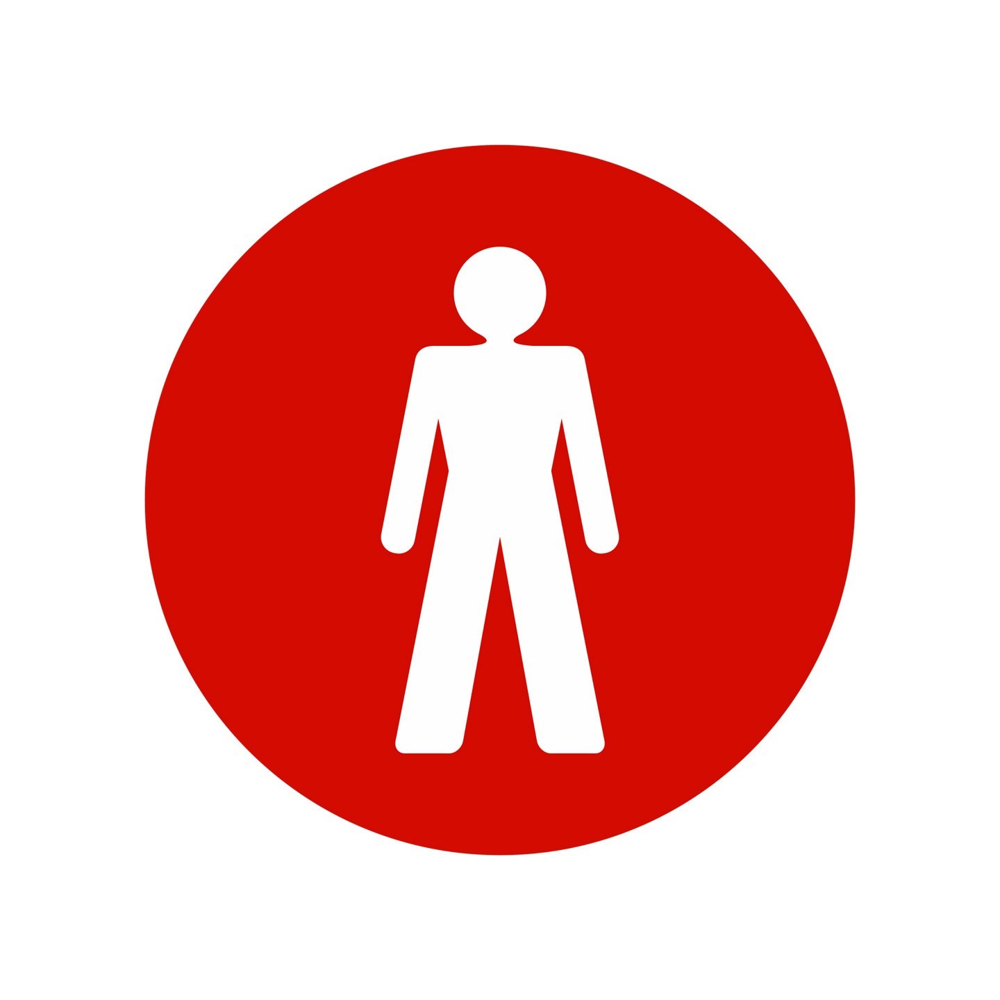 Plaque porte ronde toilettes homme rouge