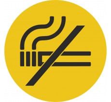 Plaque porte ronde défense de fumer jaune