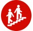 Plaque porte ronde escalier rouge