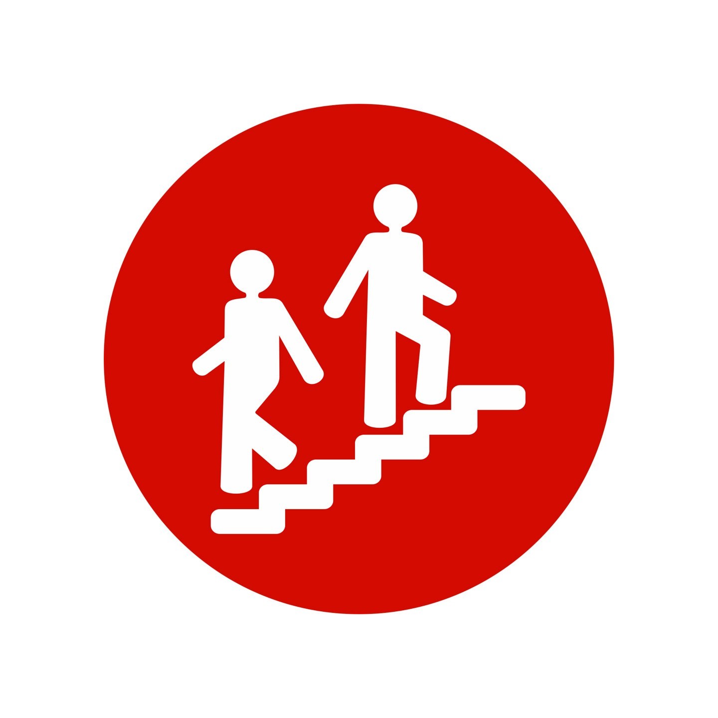 Plaque porte ronde escalier rouge
