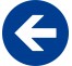 Plaque porte ronde flèche vers la gauche bleu