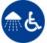 Plaque porte ronde douche handicapé bleu