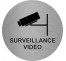 Plaque porte ronde surveillance vidéo argent