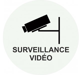Plaque porte ronde surveillance vidéo blanc