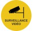 Plaque porte ronde surveillance vidéo jaune