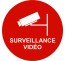 Plaque porte alu brossé picto rond surveillance vidéo
