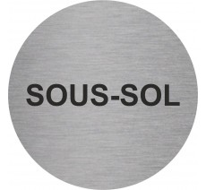 Plaque porte ronde sous-sol argent