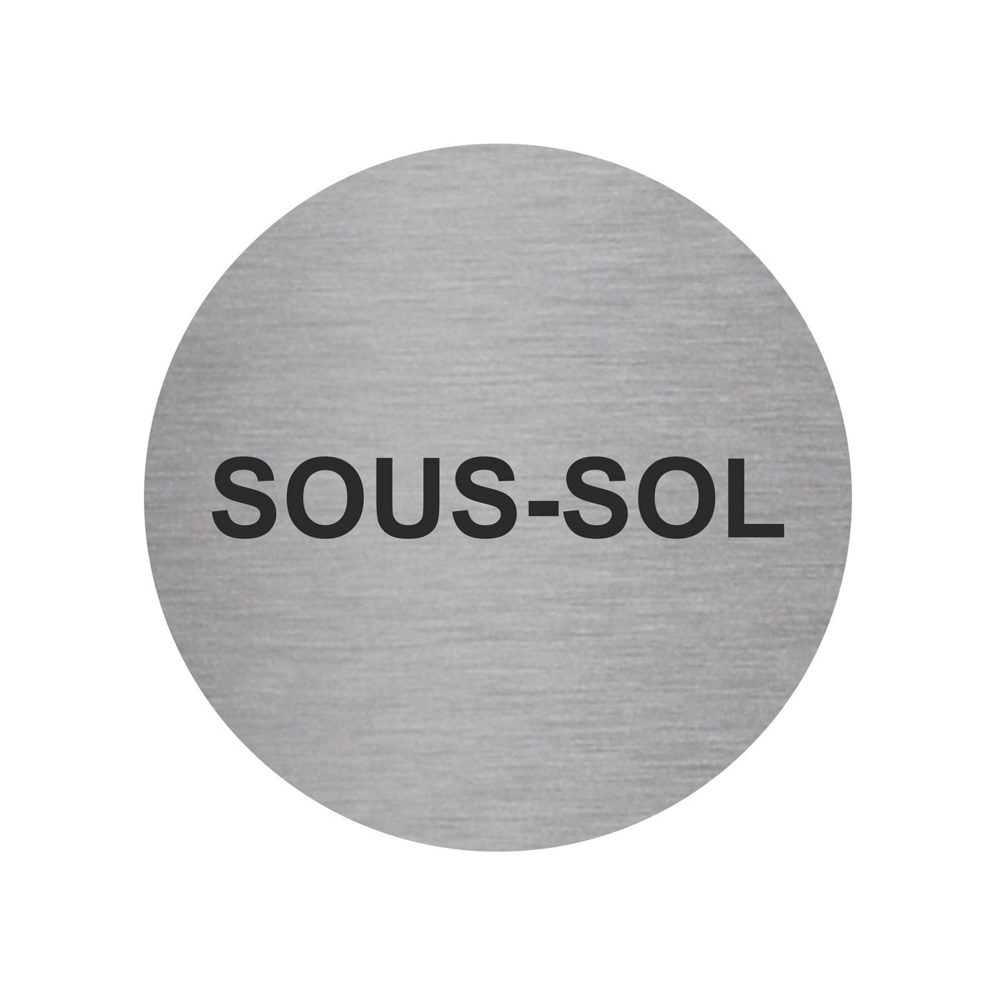 Plaque porte ronde sous-sol argent
