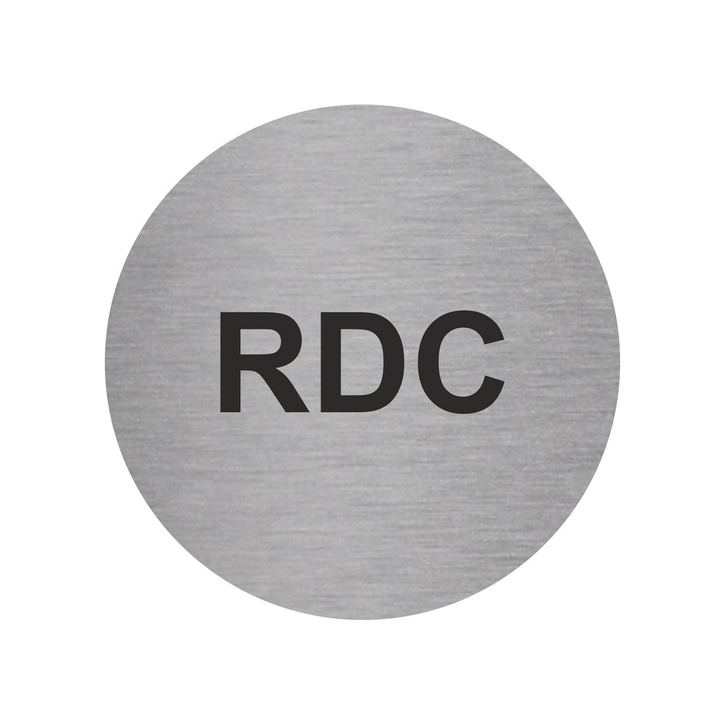 Plaque porte ronde RDC argent