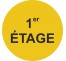 Plaque porte ronde 1er Etage jaune