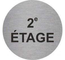 Plaque de porte ronde "2e étage" - pictogramme alu ou PVC