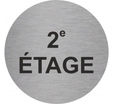 Plaque de porte ronde "2e étage" - pictogramme alu ou PVC