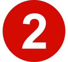Plaque de porte ronde "Chiffre 2" - pictogramme alu ou PVC