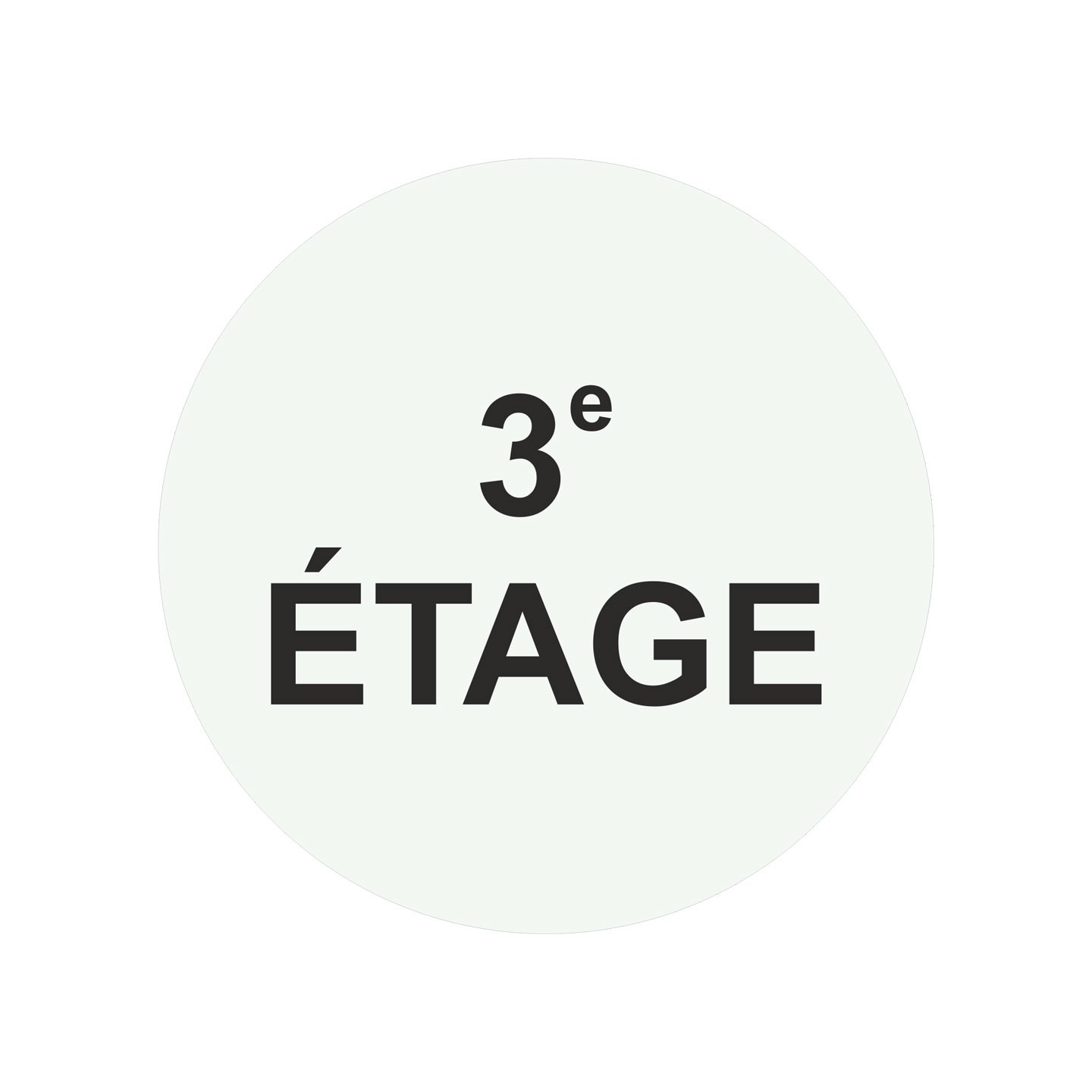 Plaque porte ronde 3e Etage blanc