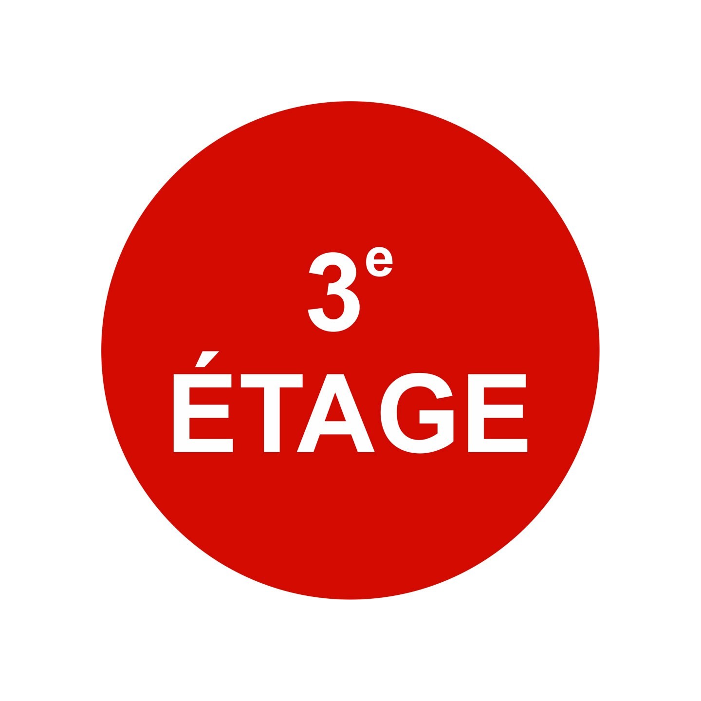 Plaque porte ronde 3e Etage rouge