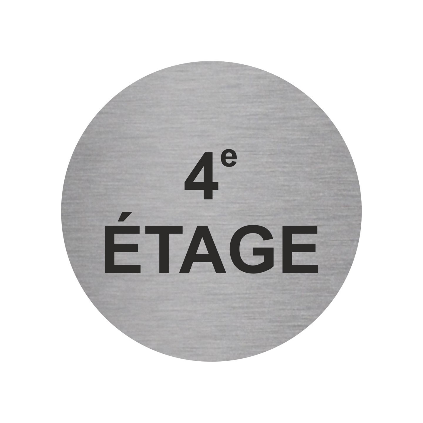 Plaque porte ronde 4e Etage argent