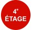 Plaque porte ronde 4e Etage rouge