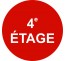 Plaque porte ronde 4e Etage rouge