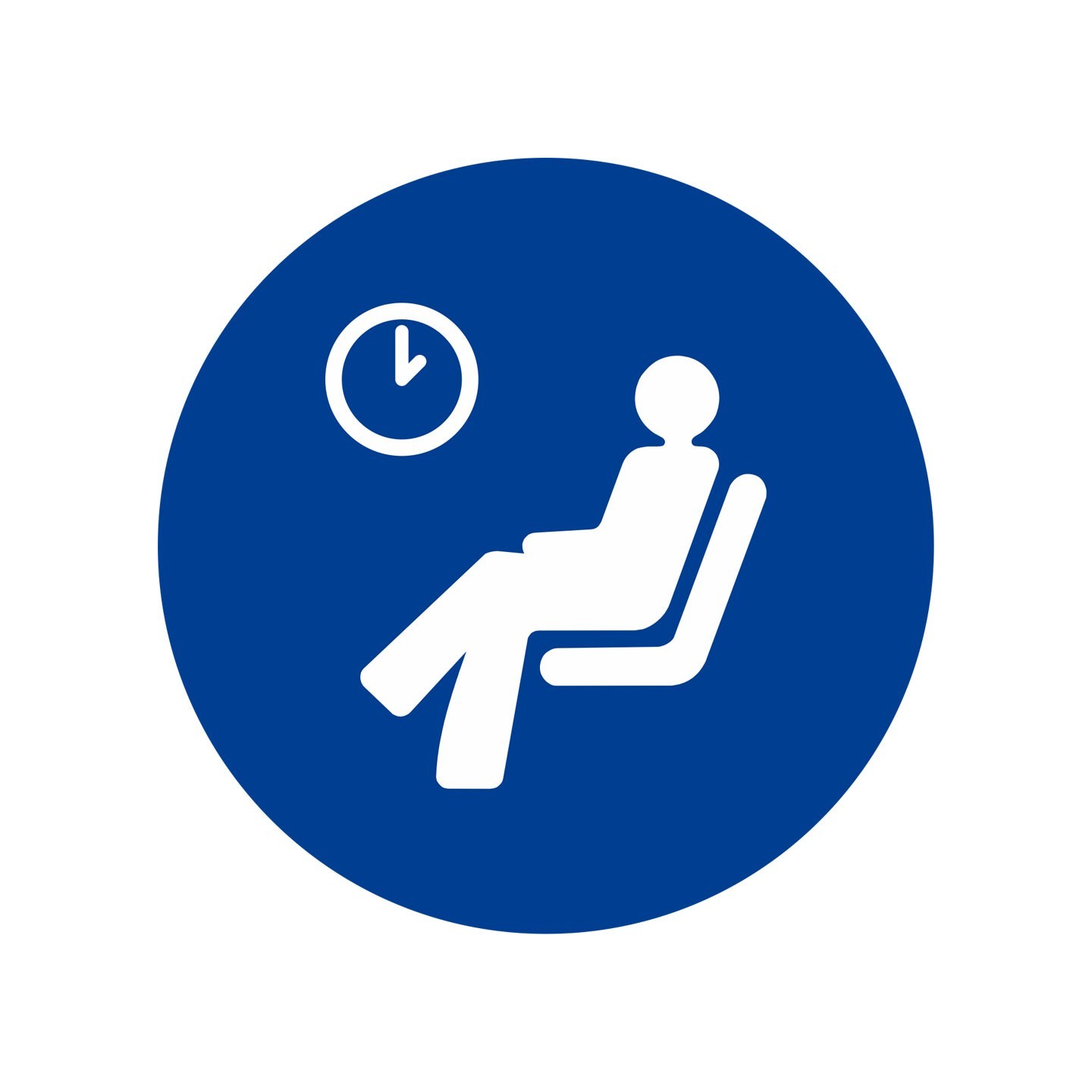 Plaque porte ronde salle d'attente bleu