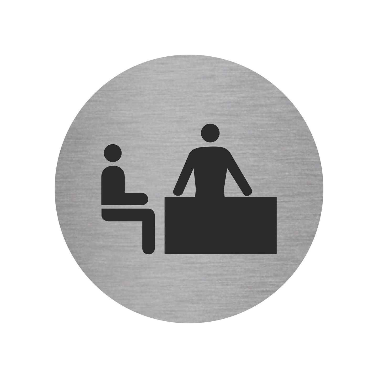 Plaque porte ronde bureau argent