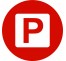 Plaque porte ronde parking rouge