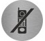 Plaque porte ronde téléphones interdits argent