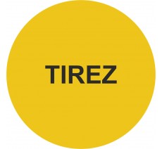 Plaque porte ronde tirez jaune