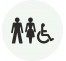 Plaque porte ronde Toilettes mixtes, handicapés blanc